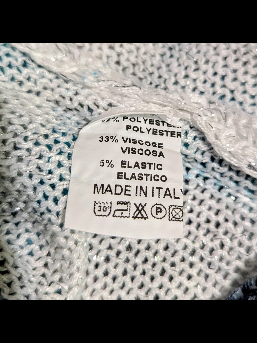 Made In Italy Women’s Graphic Pullover Sweater in Aqua Blue - Picture 2 of 3